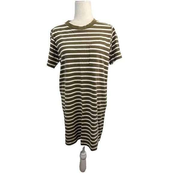 Everlane T Shirt Dress Striped Front Pocket Women Size Small Organic Cotton